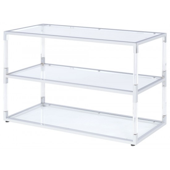 ACME Raegan TV Stand, Clear Acrylic, Chrome & Clear Glass