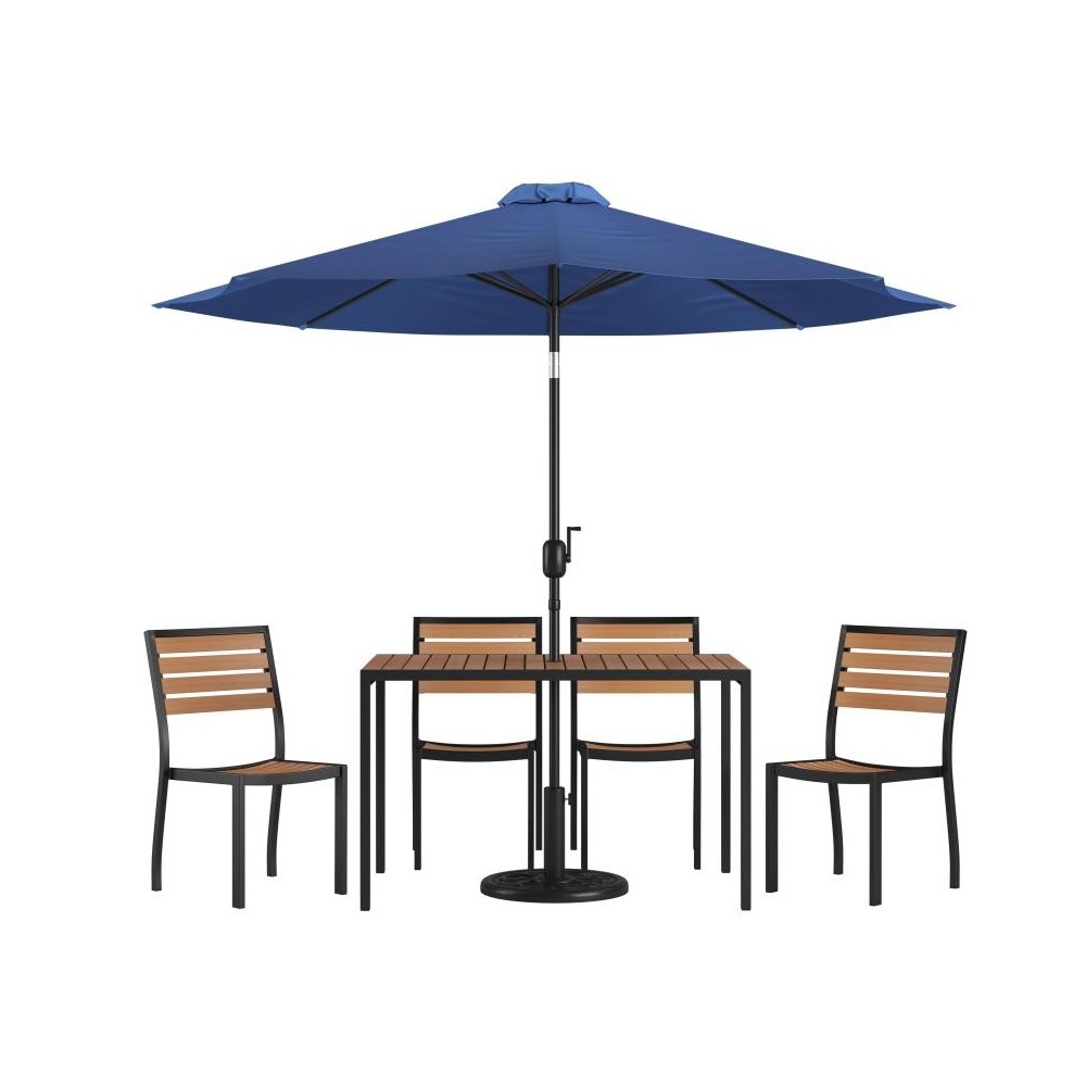Flash Furniture Lark Faux Teak Patio Table & Chair XU-DG-304860364-UB19BNV-GG Flash Furniture Lark Faux Teak Patio Table & Chair XU-DG-304860364-UB19BNV-GG