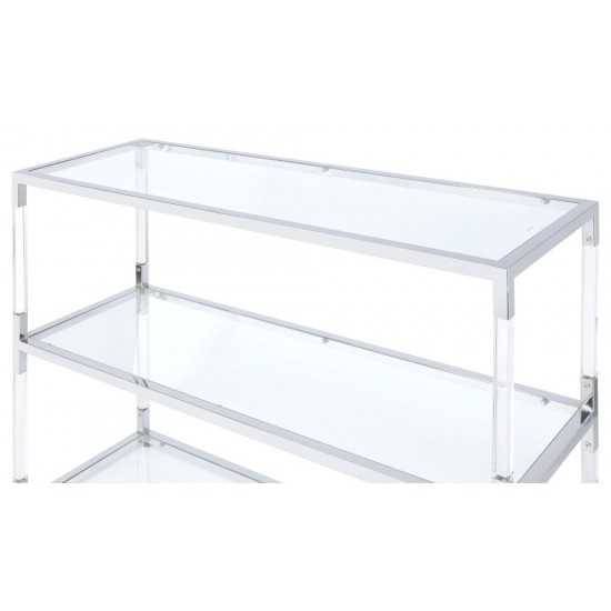 ACME Raegan TV Stand, Clear Acrylic, Chrome & Clear Glass