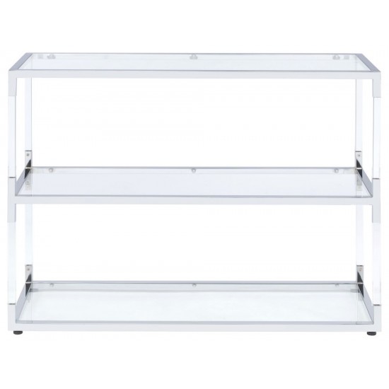 ACME Raegan TV Stand, Clear Acrylic, Chrome & Clear Glass