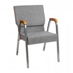 Flash Furniture HERCULES Gray Fabric Church Arm Chair XU-DG-60156-GY-GG