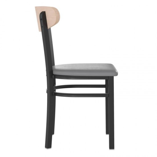 Flash Furniture Wright Gray Vinyl/Wood Back Chair XU-DG6V5GYV-NAT-GG