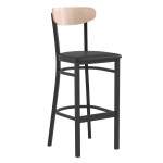 Flash Furniture Wright Black Vinyl/Wood Back Barstool XU-DG6V6BV-NAT-GG