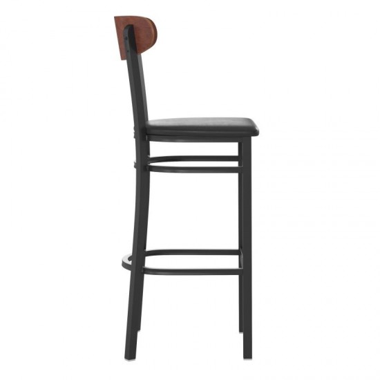 Flash Furniture Wright Black Vinyl/Wood Back Barstool XU-DG6V6BV-WAL-GG