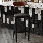 Flash Furniture Wright Black Vinyl/Wood Back Barstool XU-DG6V6BV-WAL-GG