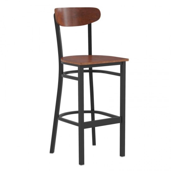 Flash Furniture Wright Walnut Metal & Wood Barstool XU-DG6V6B-WAL-GG