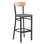 Flash Furniture Wright Gray Vinyl/Wood Back Barstool XU-DG6V6GYV-NAT-GG