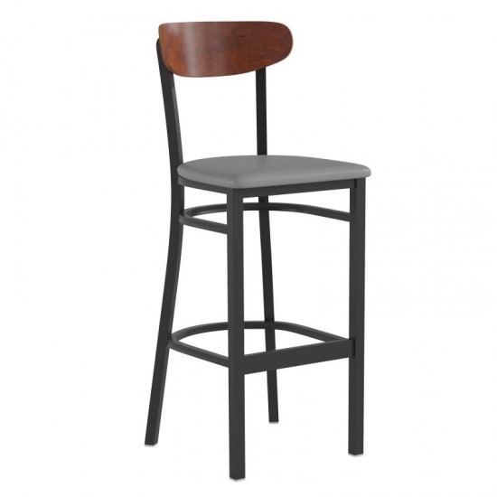 Flash Furniture Wright Gray Vinyl/Wood Back Barstool XU-DG6V6GYV-WAL-GG