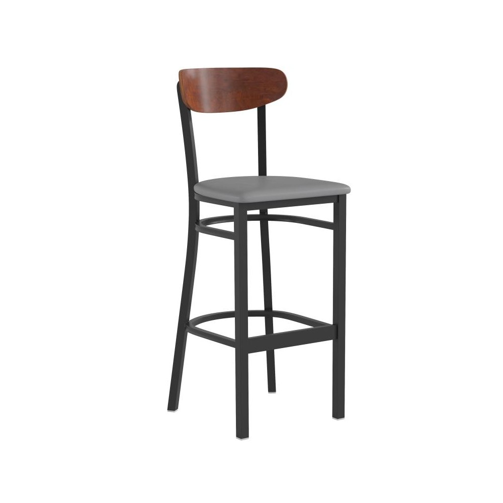 Flash Furniture Wright Gray Vinyl/Wood Back Barstool XU-DG6V6GYV-WAL-GG