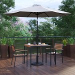 Flash Furniture Lark Table-2 Chair-Umbrella & Base XU-DG-810060062-UB19BGY-GG