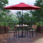 Flash Furniture Lark Table-2 Chair-Umbrella & Base XU-DG-810060062-UB19BRD-GG
