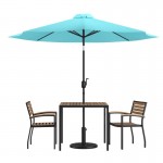 Flash Furniture Lark Table-2 Chair-Umbrella & Base XU-DG-810060062-UB19BTL-GG