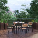 Flash Furniture Lark Faux Teak Patio Table-4 Chair XU-DG-810060064-GG