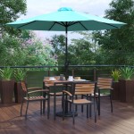 Flash Furniture Lark Table-4 Chair-Umbrella & Base XU-DG-810060064-UB19BTL-GG