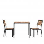 Flash Furniture Lark Faux Teak Patio Table-2 Chair XU-DG-810060362-GG