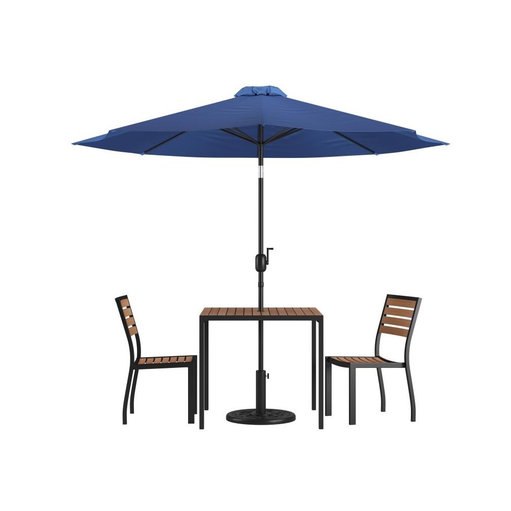 Flash Furniture Lark Faux Teak Patio Table & Chair XU-DG-810060362-UB19BNV-GG Flash Furniture Lark Faux Teak Patio Table & Chair XU-DG-810060362-UB19BNV-GG