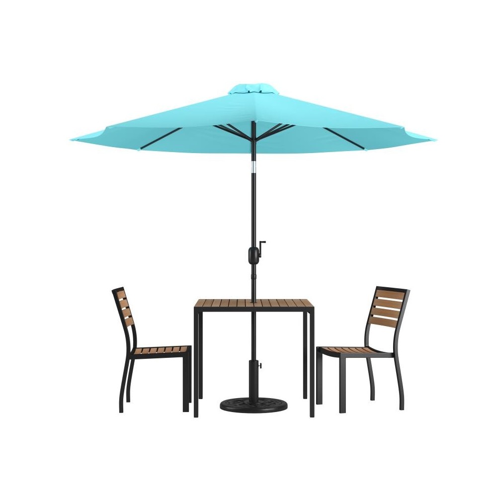 Flash Furniture Lark Faux Teak Patio Table & Chair XU-DG-810060362-UB19BTL-GG Flash Furniture Lark Faux Teak Patio Table & Chair XU-DG-810060362-UB19BTL-GG