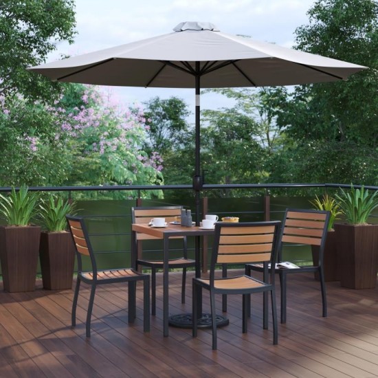Flash Furniture Lark Faux Teak Patio Table & Chair XU-DG-810060364-UB19BGY-GG