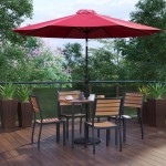 Flash Furniture Lark Faux Teak Patio Table & Chair XU-DG-810060364-UB19BRD-GG