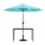 Flash Furniture Lark Faux Teak Patio Table-Umbrella XU-DG-UH3048-UB19BTL-GG