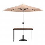 Flash Furniture Lark Faux Teak Patio Table-Umbrella XU-DG-UH3048-UB19BTN-GG