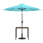 Flash Furniture Lark Faux Teak Patio Table-Umbrella XU-DG-UH8100-UB19BTL-GG