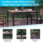 Flash Furniture Lark Faux Teak Patio Table-Umbrella XU-DG-UH8100-UB19BTL-GG