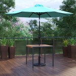 Flash Furniture Lark Faux Teak Patio Table-Umbrella XU-DG-UH8100-UB19BTL-GG