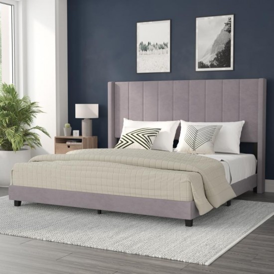 Flash Furniture Bianca Gray King Platform Bed YK-1079-GY-K-GG