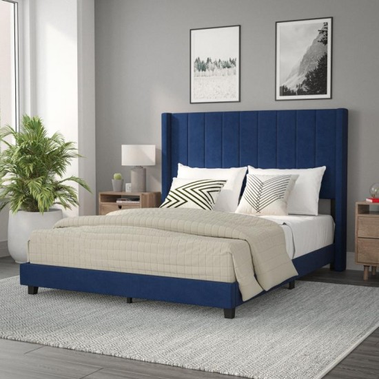 Flash Furniture Bianca Navy Queen Platform Bed YK-1079-NAVY-Q-GG