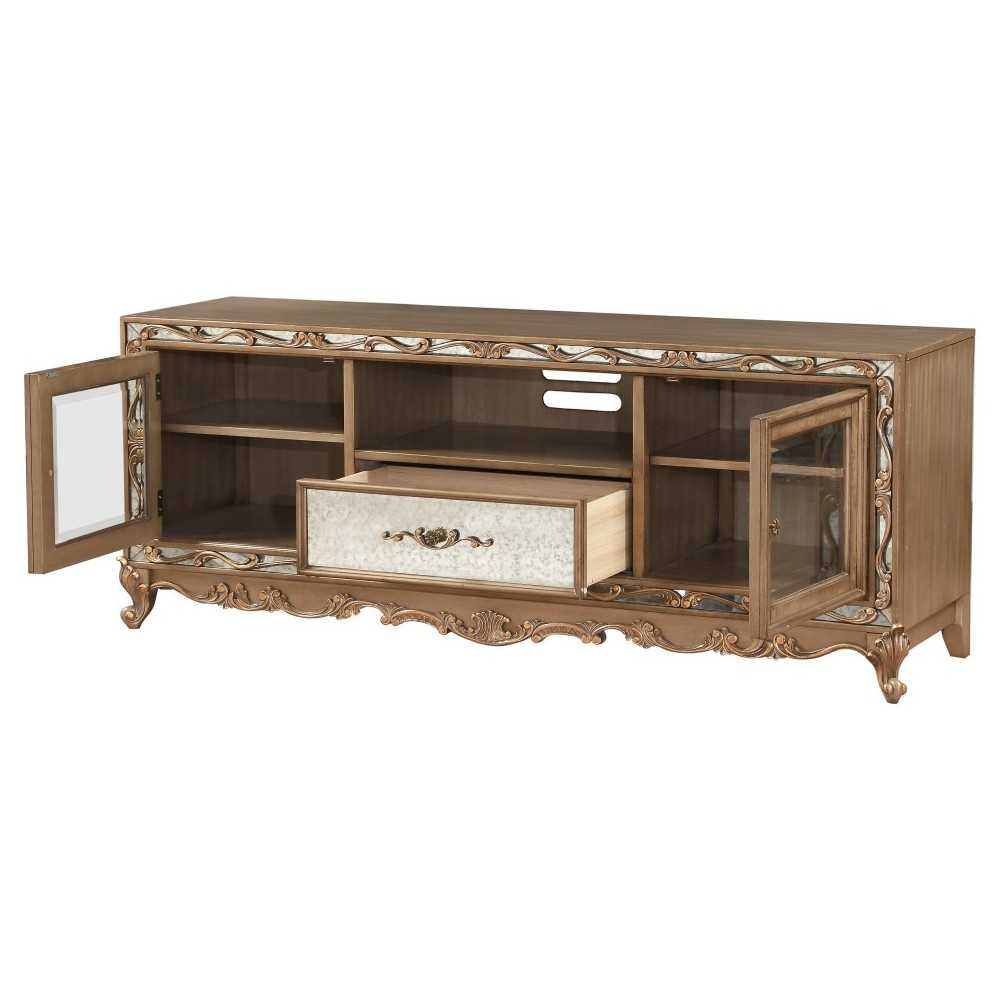 ACME Orianne TV Stand, Antique Gold