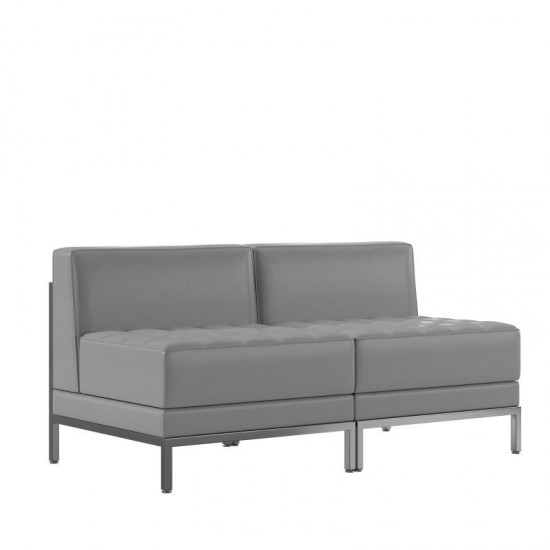 Flash Furniture Gray Leather Lounge Set, 2 PC ZB-IMAG-MIDCH-2-GY-GG