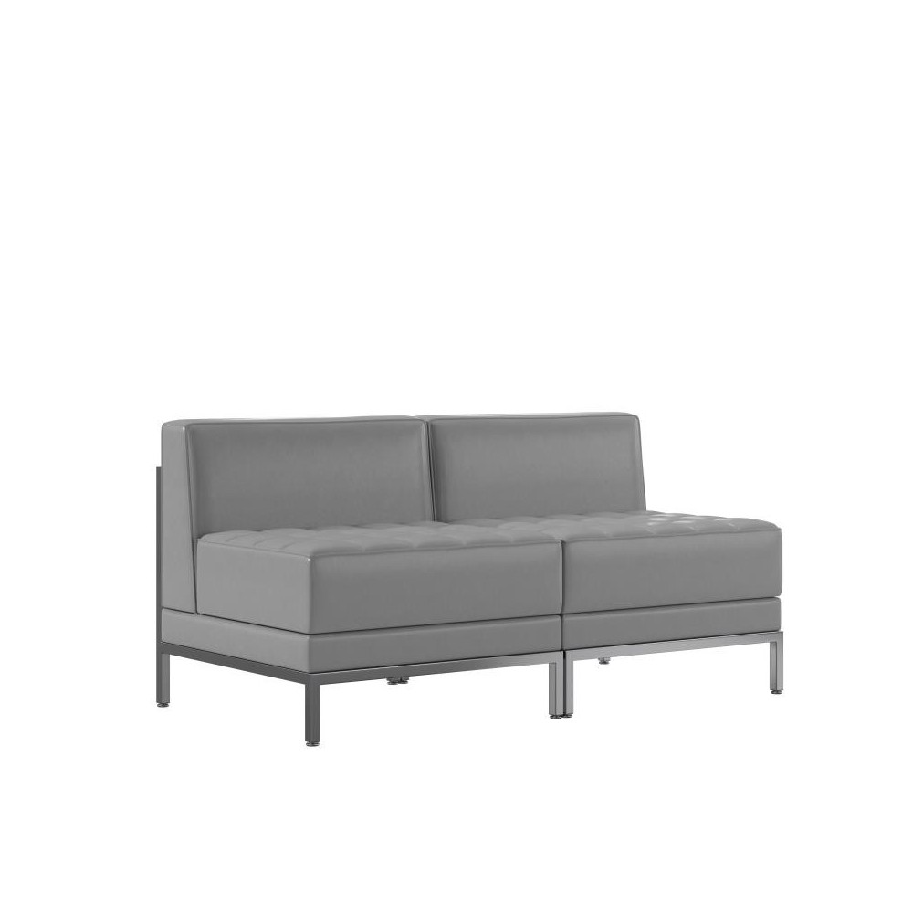 Flash Furniture Gray Leather Lounge Set, 2 PC ZB-IMAG-MIDCH-2-GY-GG Flash Furniture Gray Leather Lounge Set, 2 PC ZB-IMAG-MIDCH-2-GY-GG