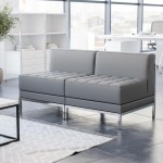 Flash Furniture Gray Leather Lounge Set, 2 PC ZB-IMAG-MIDCH-2-GY-GG