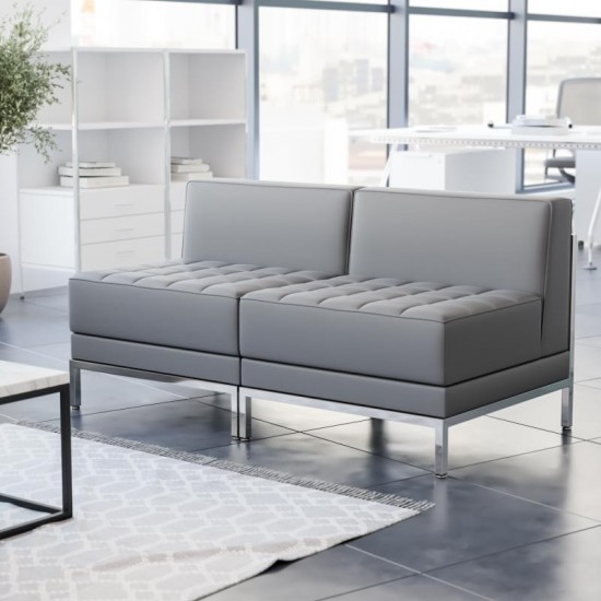 Flash Furniture Gray Leather Lounge Set, 2 PC ZB-IMAG-MIDCH-2-GY-GG