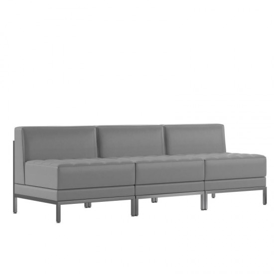 Flash Furniture Gray Leather Lounge Set, 3 PC ZB-IMAG-MIDCH-3-GY-GG