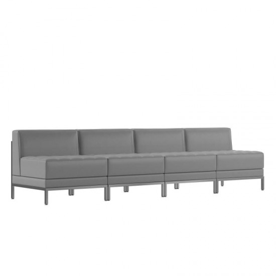 Flash Furniture Gray Leather Lounge Set, 4 PC ZB-IMAG-MIDCH-4-GY-GG