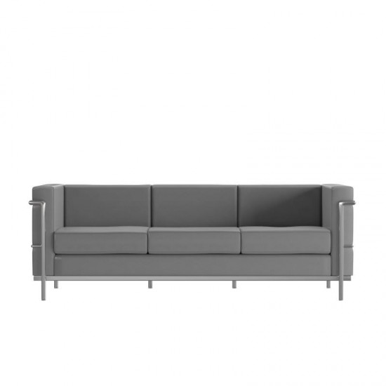 Flash Furniture HERCULES Regal Gray Leather Sofa ZB-REGAL-810-3-SOFA-GY-GG