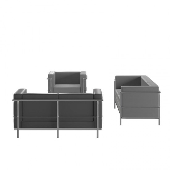 Flash Furniture HERCULES Regal Gray Leather Reception Set ZB-REGAL-810-SET-GY-GG