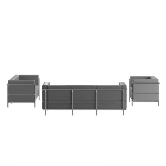 Flash Furniture HERCULES Regal Gray Leather Reception Set ZB-REGAL-810-SET-GY-GG