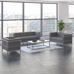 Flash Furniture HERCULES Regal Gray Leather Reception Set ZB-REGAL-810-SET-GY-GG
