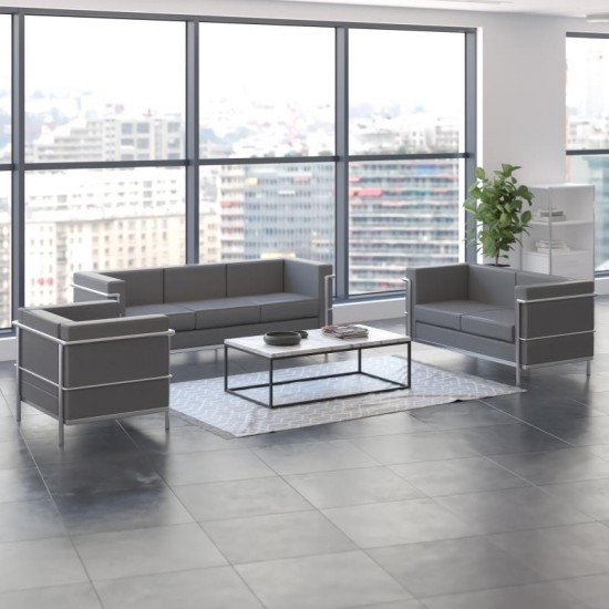 Flash Furniture HERCULES Regal Gray Leather Reception Set ZB-REGAL-810-SET-GY-GG