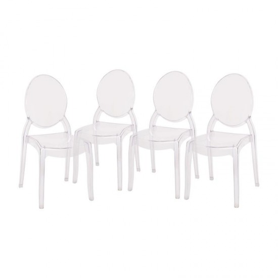 Flash Furniture Revna 4PK Crystal Wide Ghost Chair ZH-GHOST-OVR-4-GG
