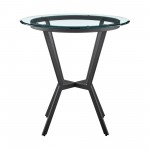 Naomi Round Glass and Black Metal Bar Table