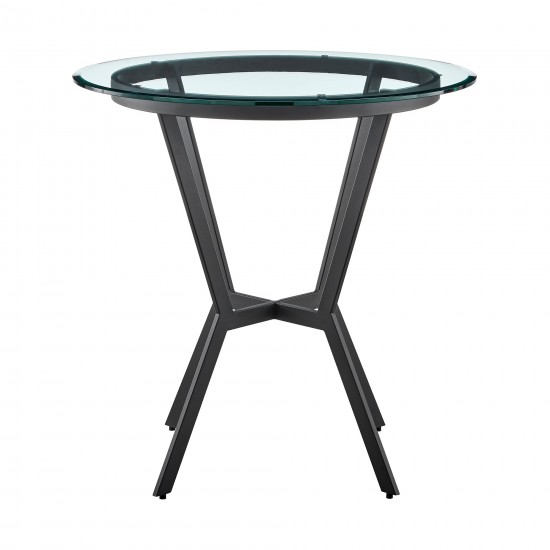 Naomi Round Glass and Black Metal Bar Table