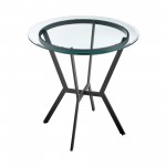 Naomi Round Glass and Black Metal Bar Table