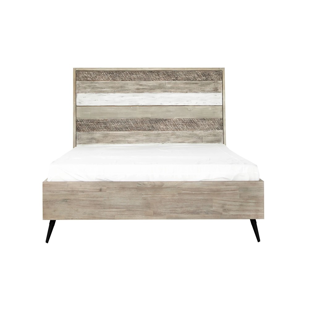 Bridges Queen Platform Bed in Two Tone Acacia Wood