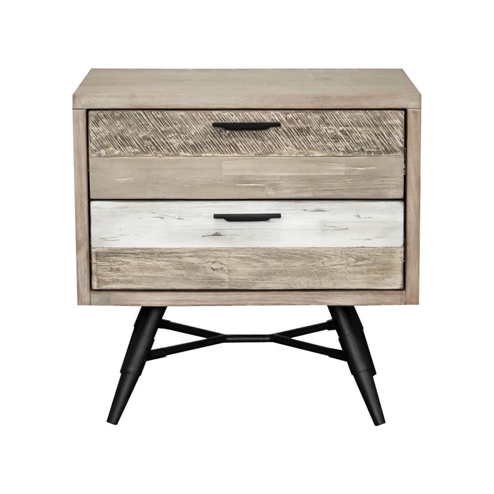 Bridges 2 Drawer Nightstand in Two Tone Acacia Wood