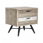 Bridges 2 Drawer Nightstand in Two Tone Acacia Wood