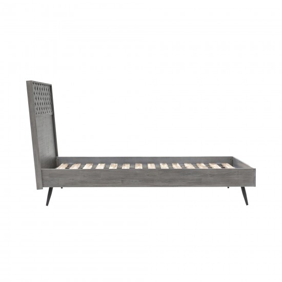 Makena King Platform Frame Bed in Grey Acacia Wood